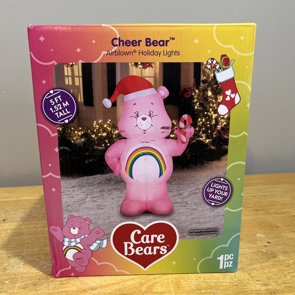 CAREโ BEARS Cheer Bear Yard Gemmy Blow Up Airblown Holiday Christmas 5ft New